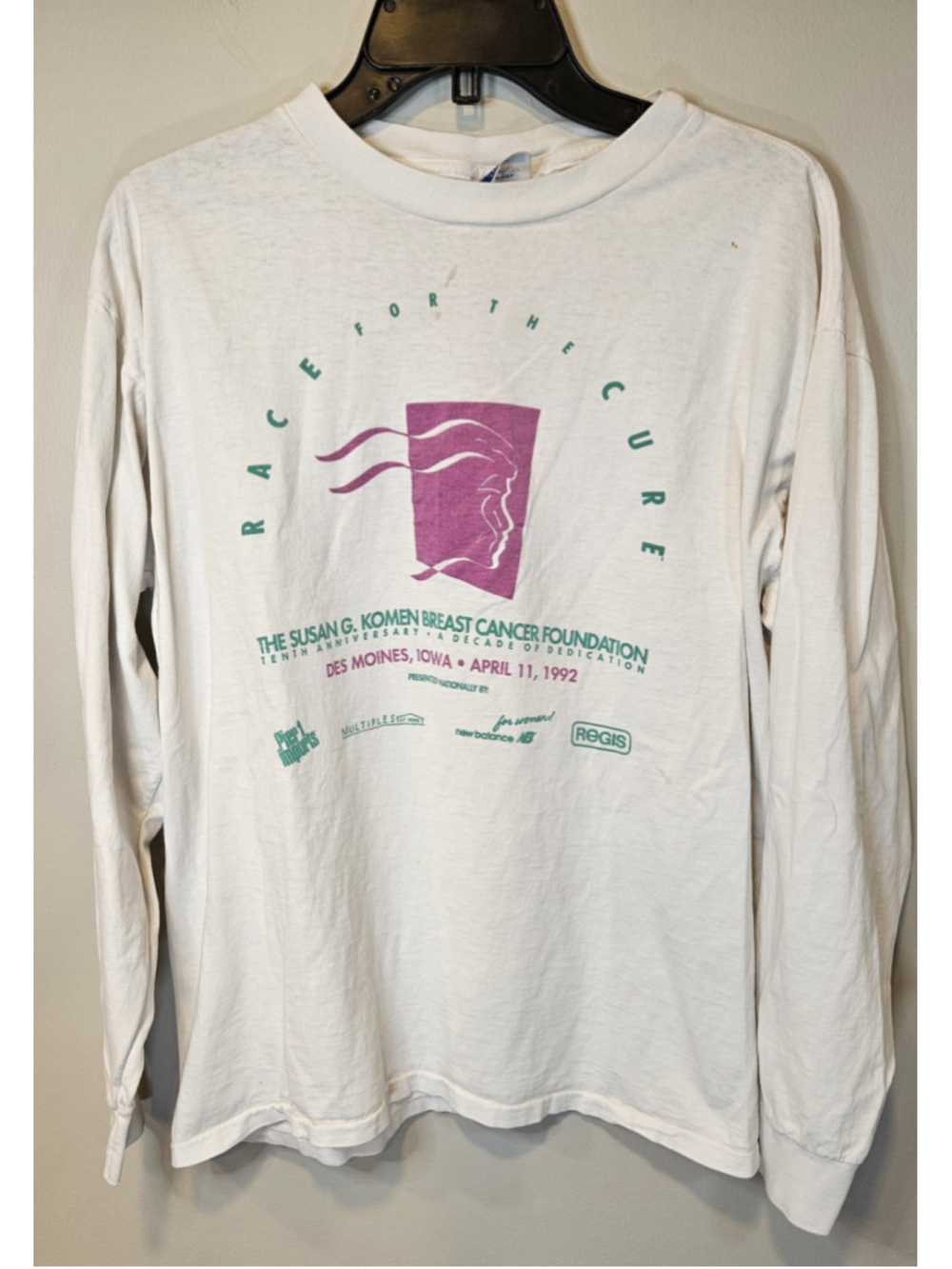 Vintage 1992 Susan G Komen Race For The Cure Des Moines Iowa Shirt Large USA
